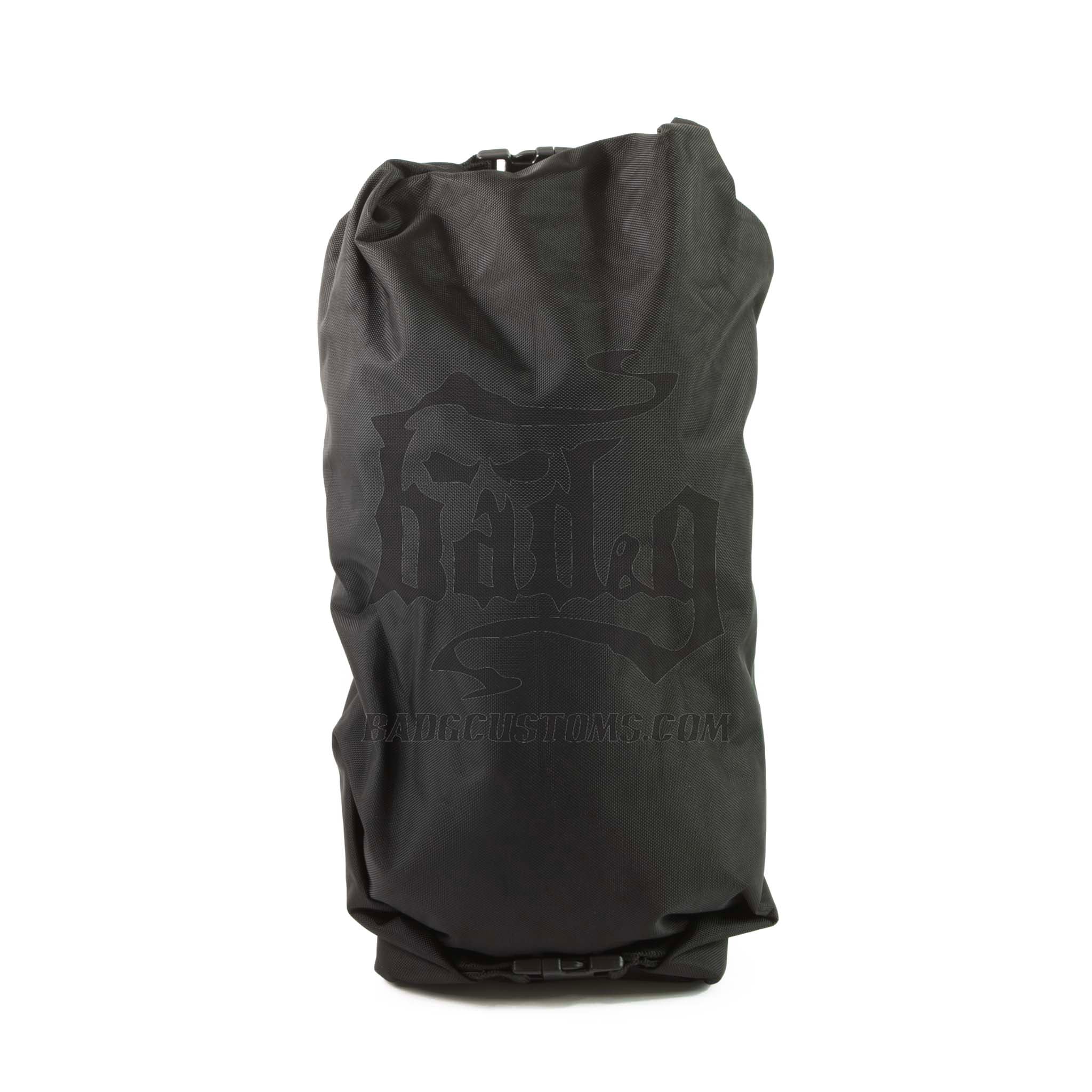Close-up of ballistic-nylon dry bag with waterproof PVC interior coating