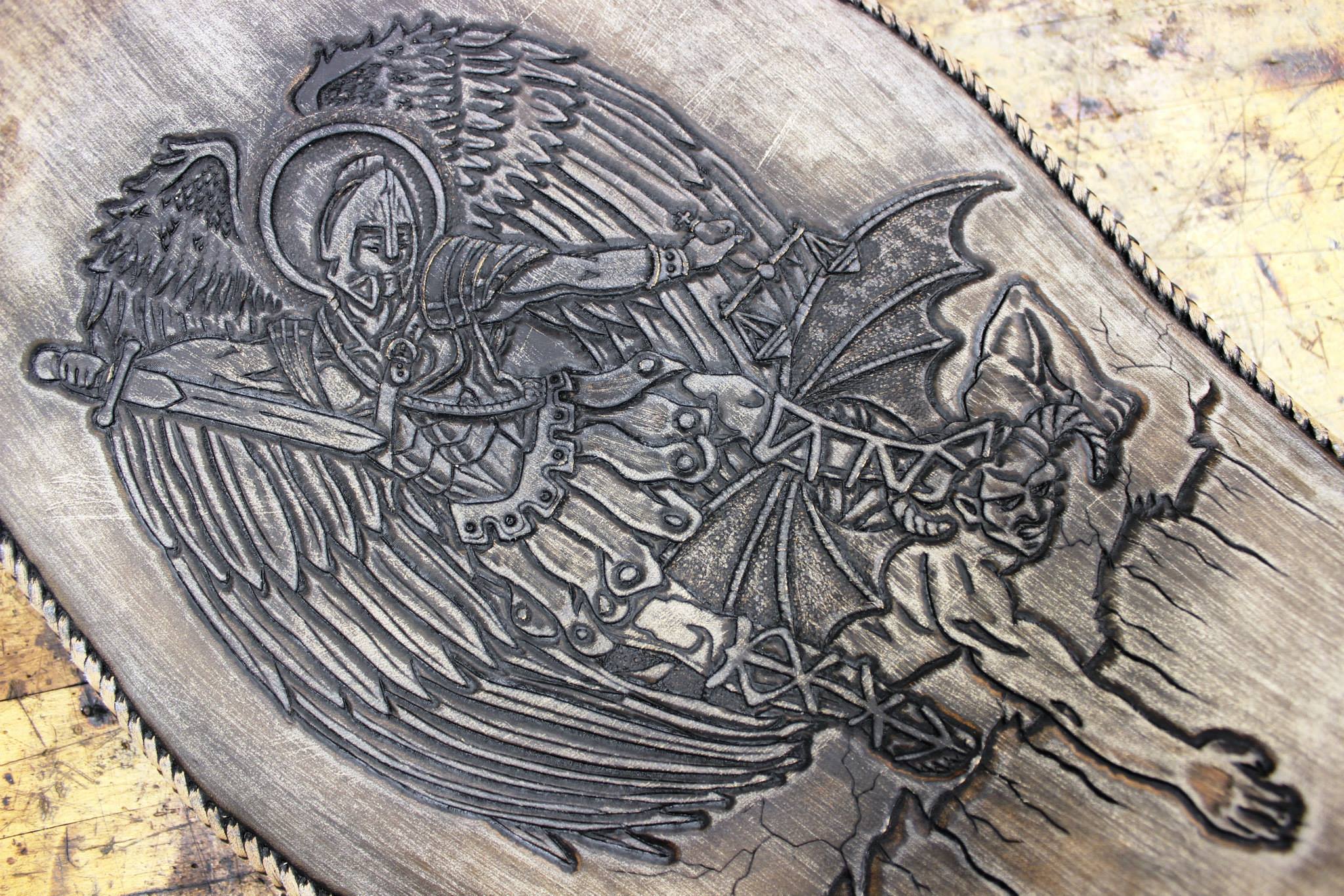 Harley-Davidson Road King "St. Michael" Custom Hand-Tooled Leather Seat