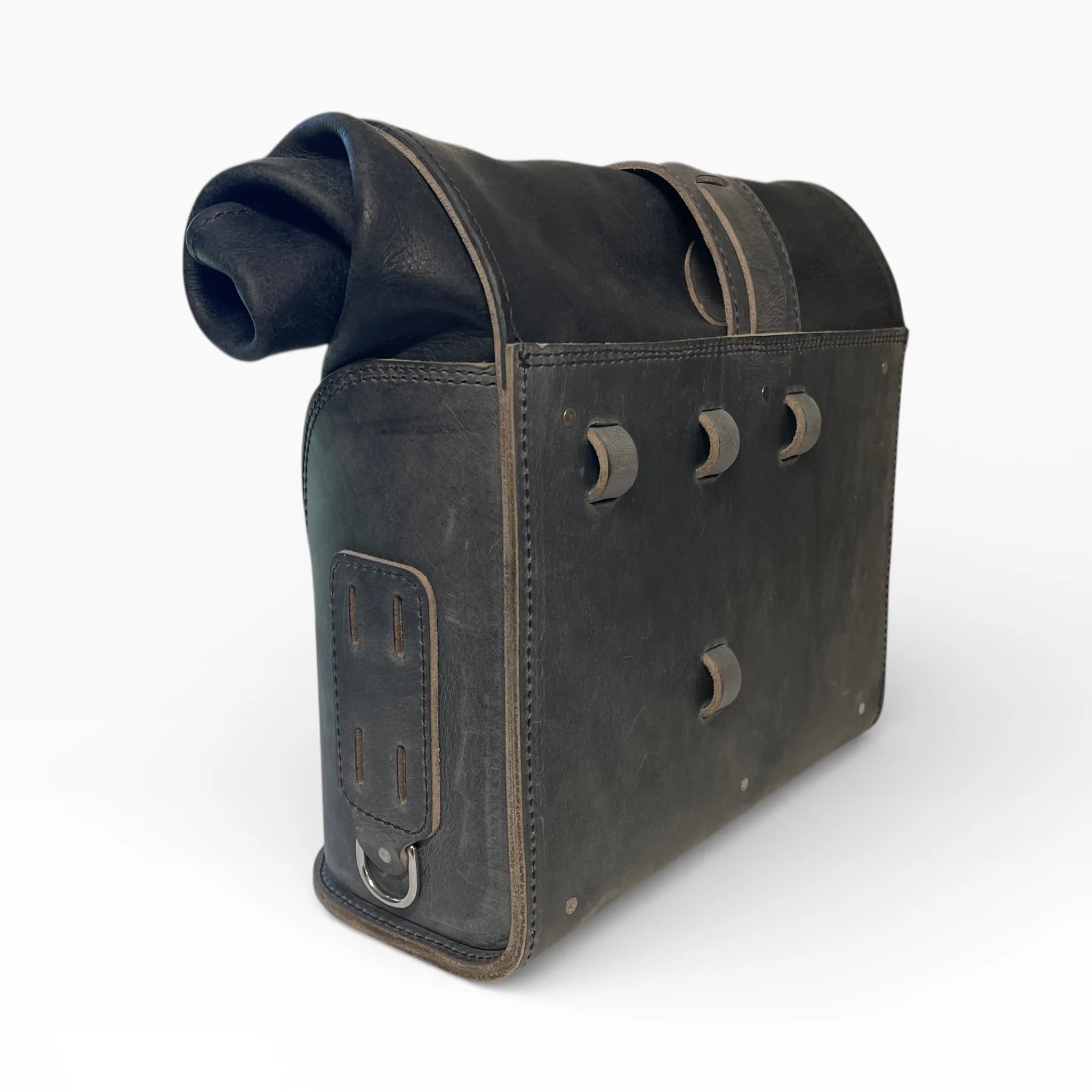 Universal Leather Rolltop Panniers / Saddlebags - TBP02 (Pair)